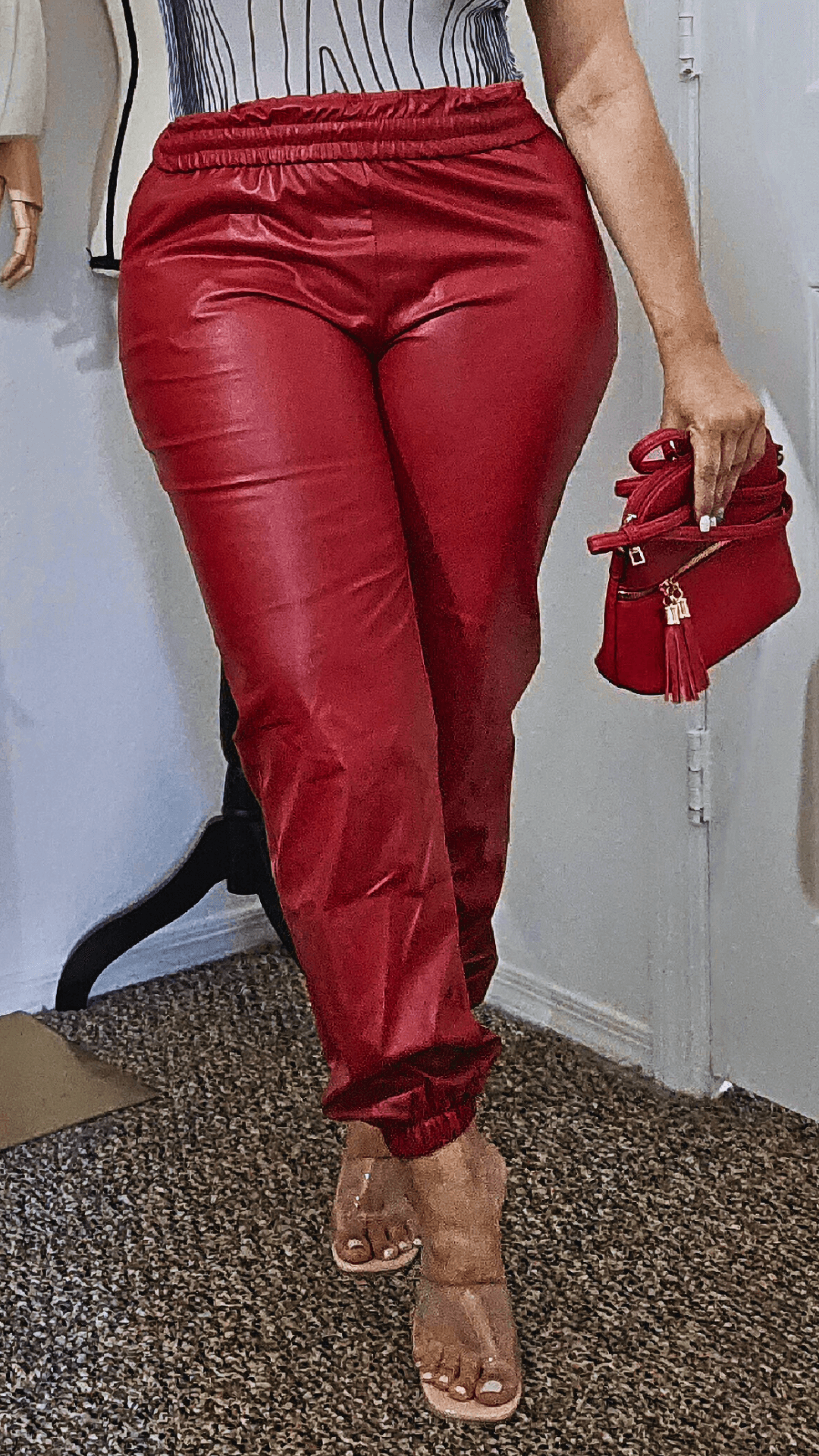 Faux Leather Jogger Pants